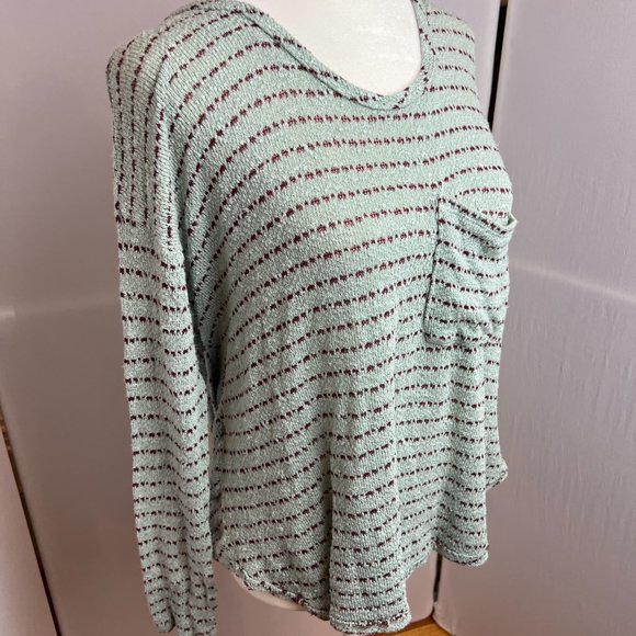 Free People Angel Island Striped Hacci Sweater Mint Green SZ SP - Picture 4 of 12